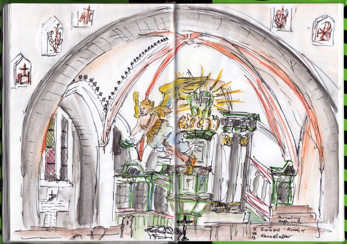 St. Johannes Kirche Zirkow - Zeichnung von Anett Geldschläger