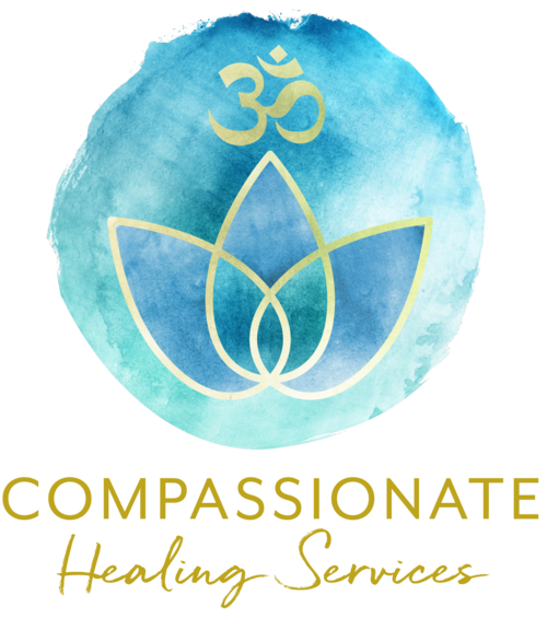 A logo for compassionate healing services with a lotus flower