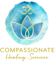 A logo for compassionate healing services with a lotus flower