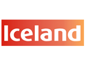 Iceland is written in white on a red background