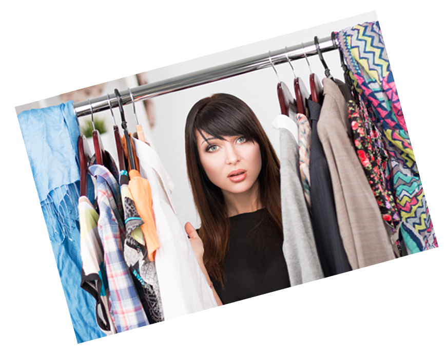 confused young woman not knowing what to wear