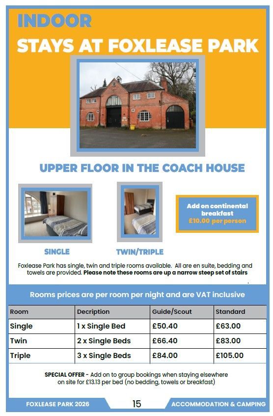 Bed and Breakfast 2026 price list