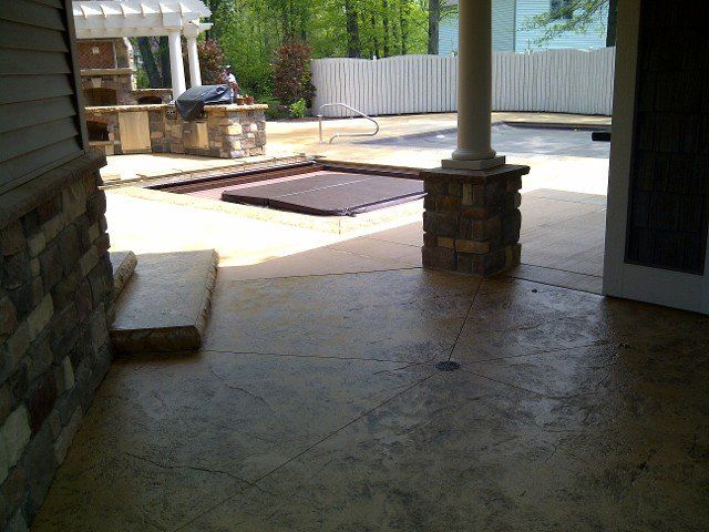 Pool under construction - stamped concrete in Churubusco, IN