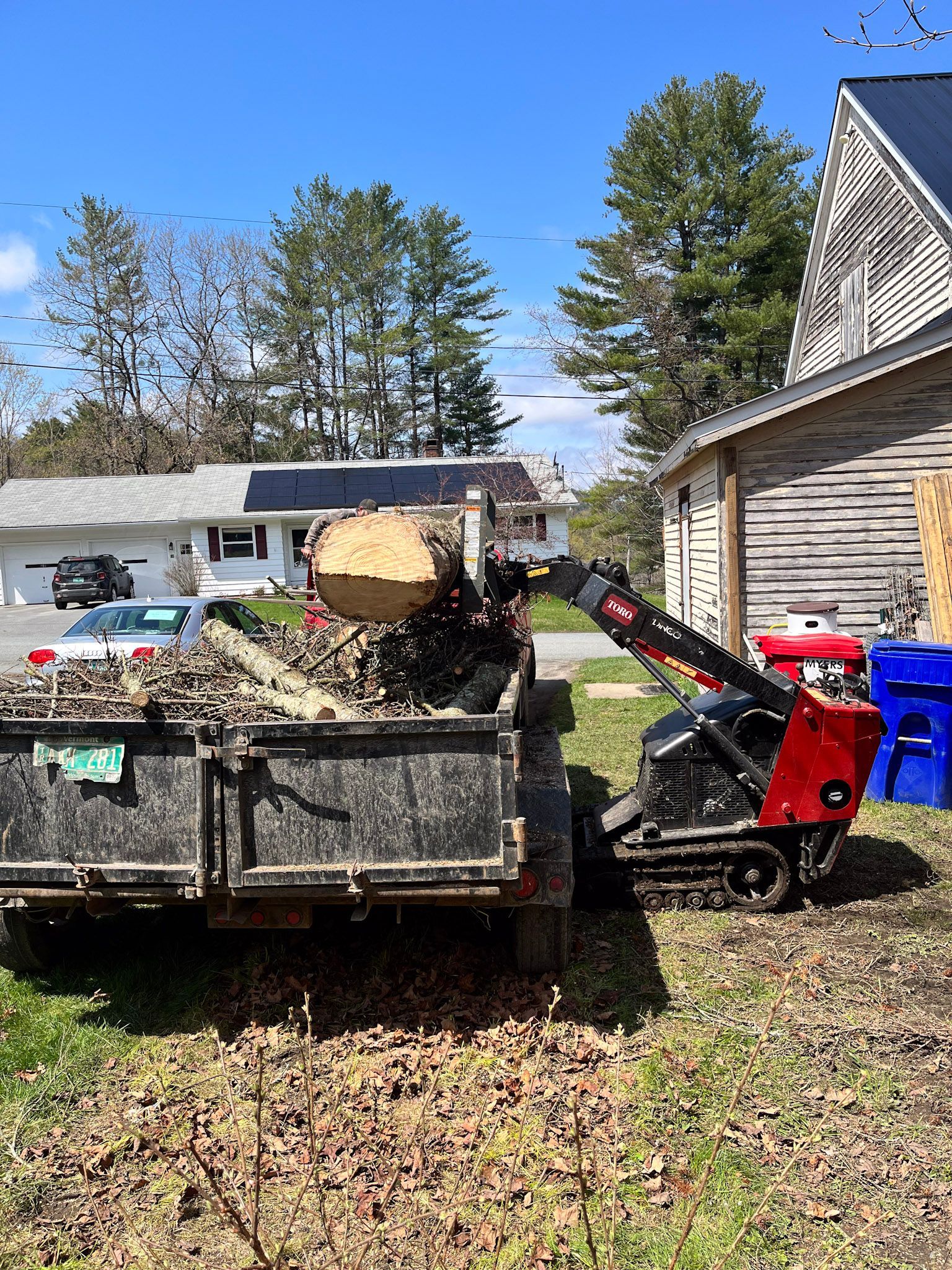 NEK Tree Workz cleaning up after a tree was removed