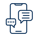 סמארטפון עם שתי בועות דיבור, המציינות שליחת הודעות טקסט.