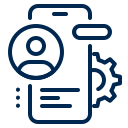 מסך סמארטפון עם פרופיל משתמש, ציוד והגדרות.