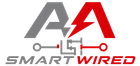 SmartWired logo with stylized black and red “A” and wire icon