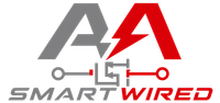 SmartWired logo with stylized black and red “A” and wire icon