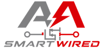 SmartWired logo with stylized black and red “A” and wire icon