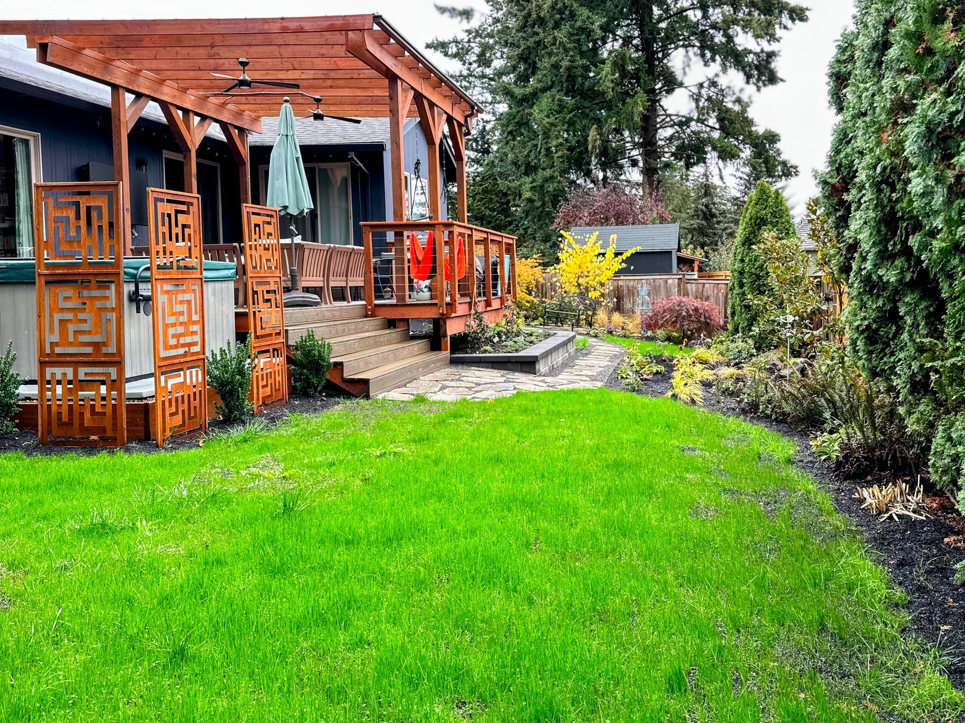 front yard pollinator food forest landscape no lawn