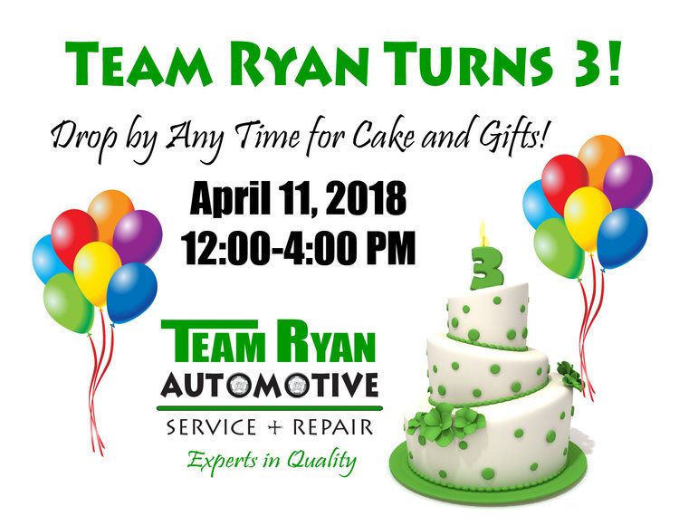 Team Ryan Automotive Turns Three!! - Join Us To Celebrate Our Anniversary!