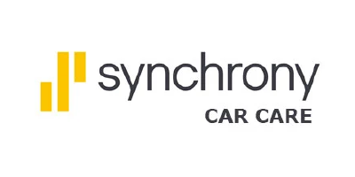 the logo for Synchrony Car Care is yellow and black