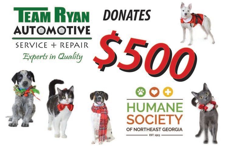 Team Ryan Automotive Donates To Humane Society Of Northeast Georgia