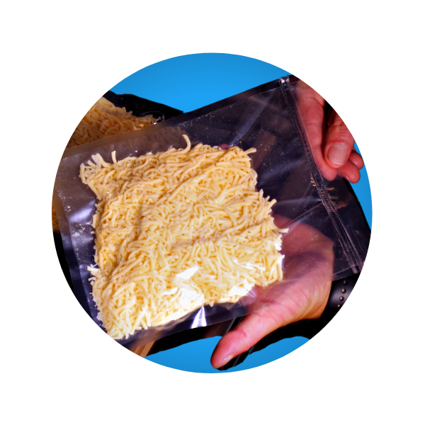 Vacuum seal bags shredded cheese