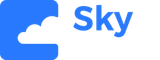 A blue sky logo with a cloud in the middle