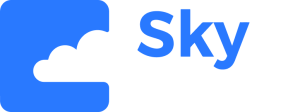 A blue sky logo with a cloud in the middle