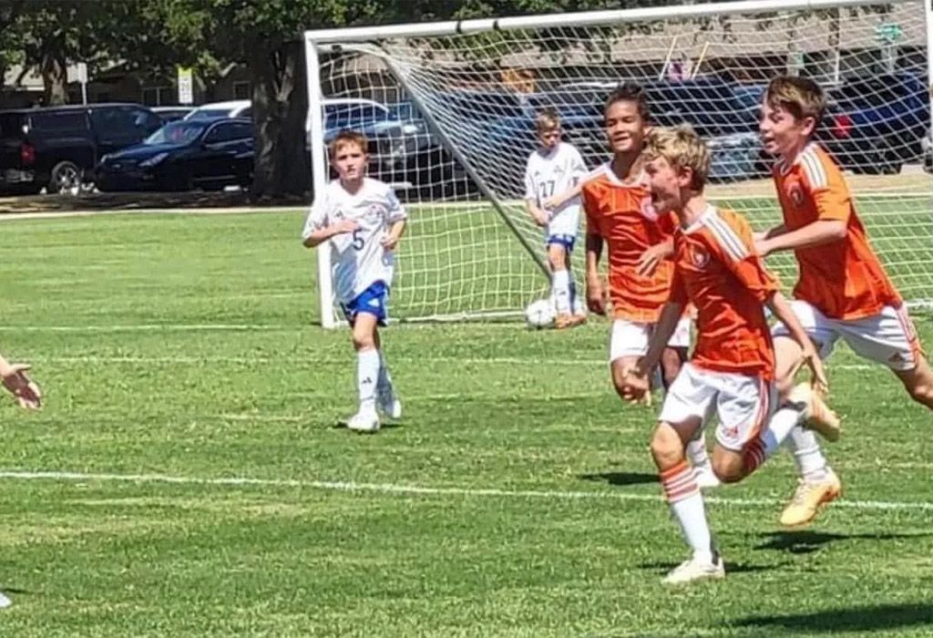 Youth soccer training session