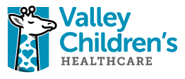 The logo for valley children 's healthcare shows a giraffe with a crown on its head.