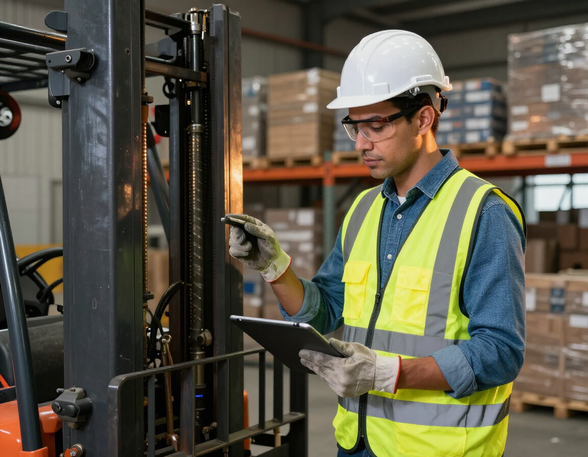 Ingeniero industrial inspeccionando equipos