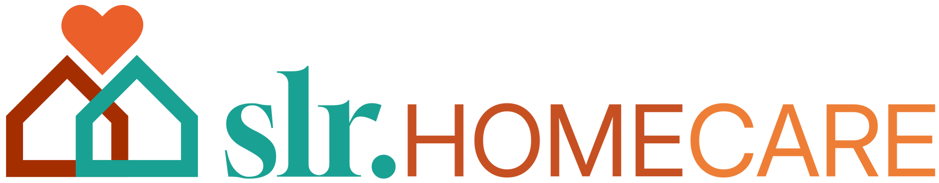 Slr.HOMECARE logo with orange and teal house icon and heart above the roof