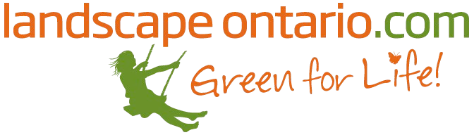 The logo for landscape ontario.com is green for life