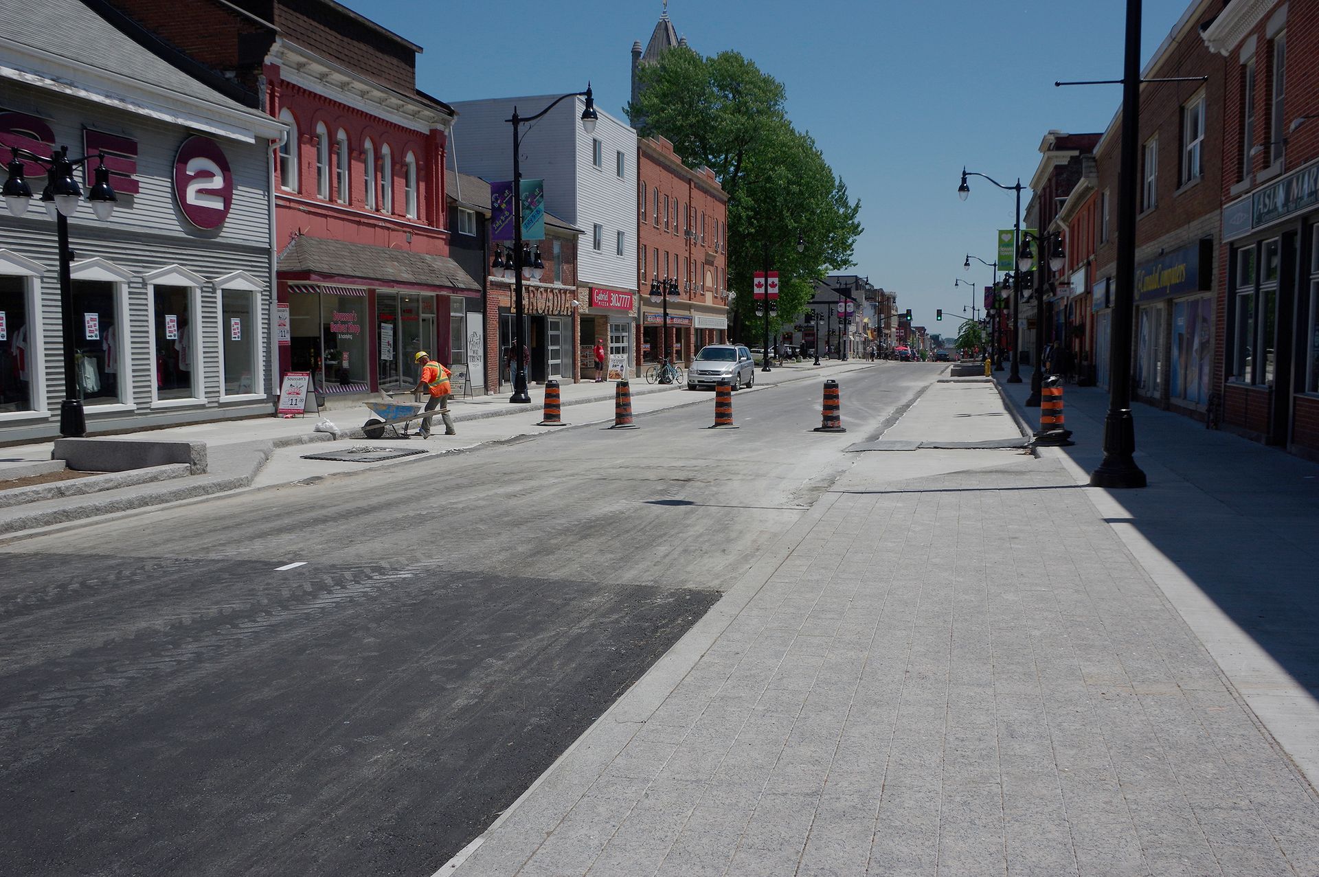 An empty street with a sign that says ' a2 ' on it
