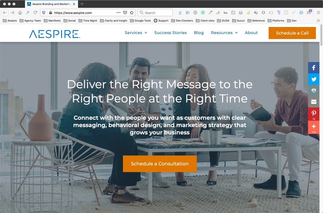 Aespire Website after redesign and relaunch