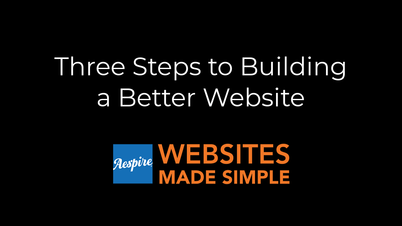 a black background with the words three steps to building a better website