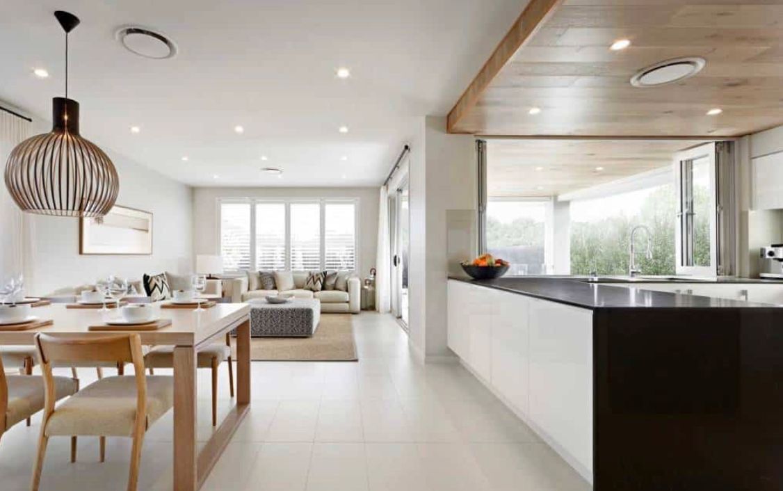 Inside of a newly built kitchen with ducted air conditioning — L & K Electrical & Air Conditioning in Tamworth, NSW