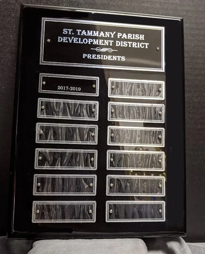 A plaque for the st. tammany parish development district presidents