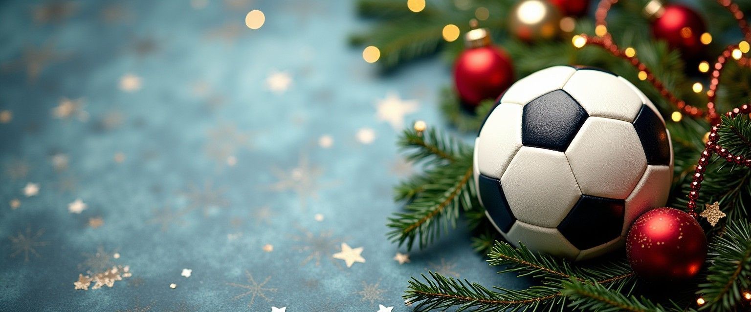 A soccer ball is sitting on top of a christmas tree.