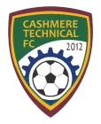 The logo for cashmere technical fc shows a soccer ball and gears