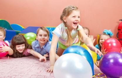 Balloon games at a children's party