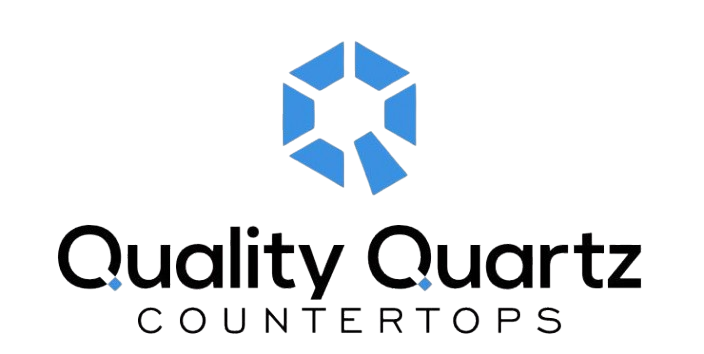 A logo for quality quartz countertops with a blue star on a white background.