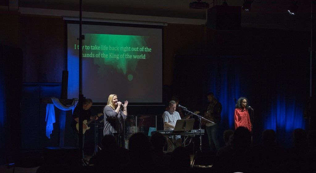 Worship team singing