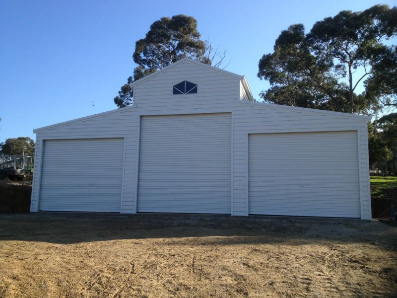 A Large White Garage - Wallan, VIC - Victorian Garages & Barns