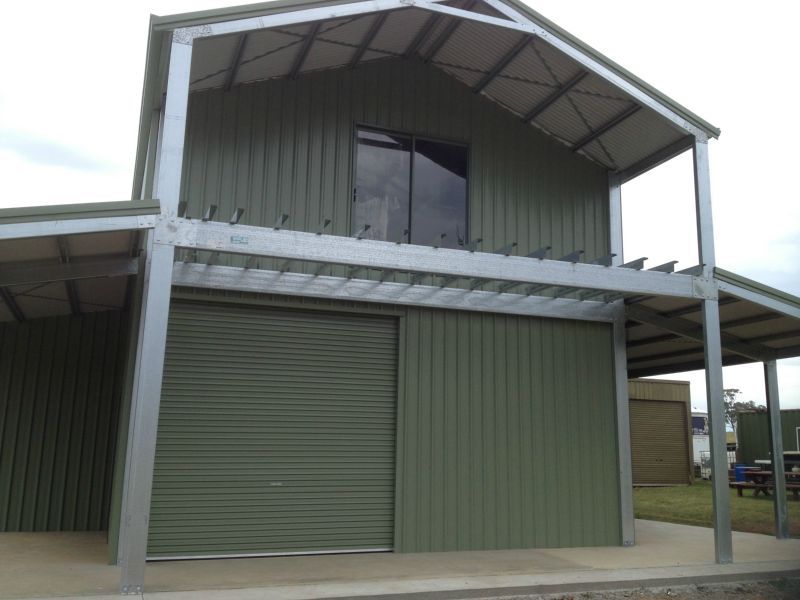 A Green Building with a White Roof - Wallan, VIC - Victorian Garages & Barns