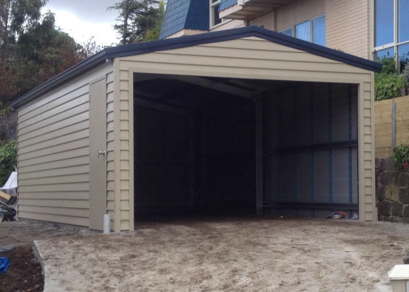 A Garage with a Black Roof - Wallan, VIC - Victorian Garages & Barns