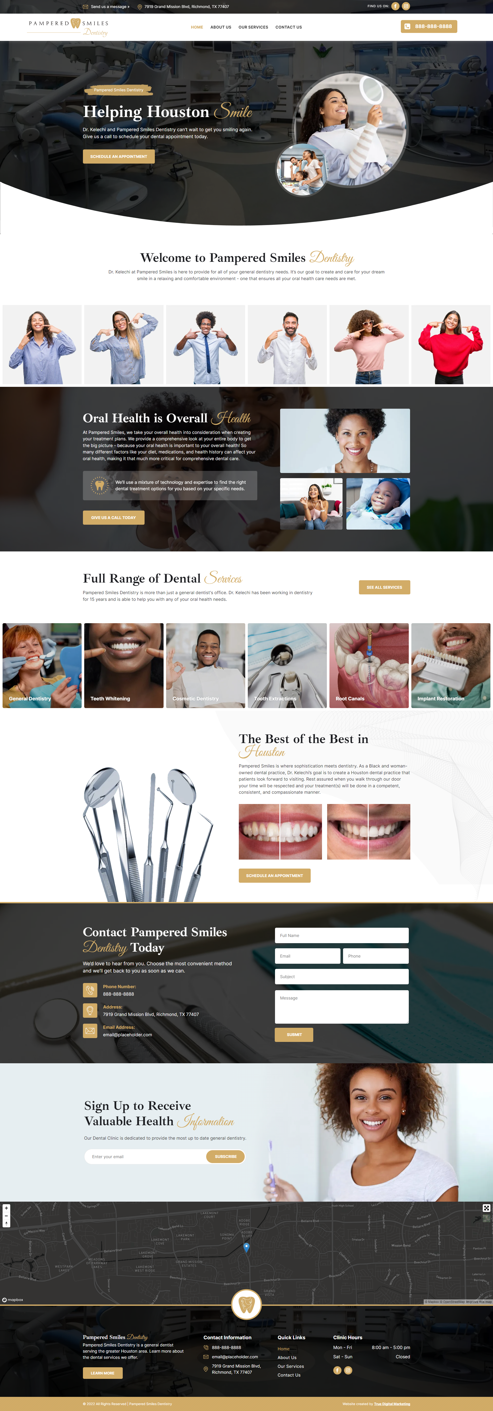 A screenshot of a website for a dental office.