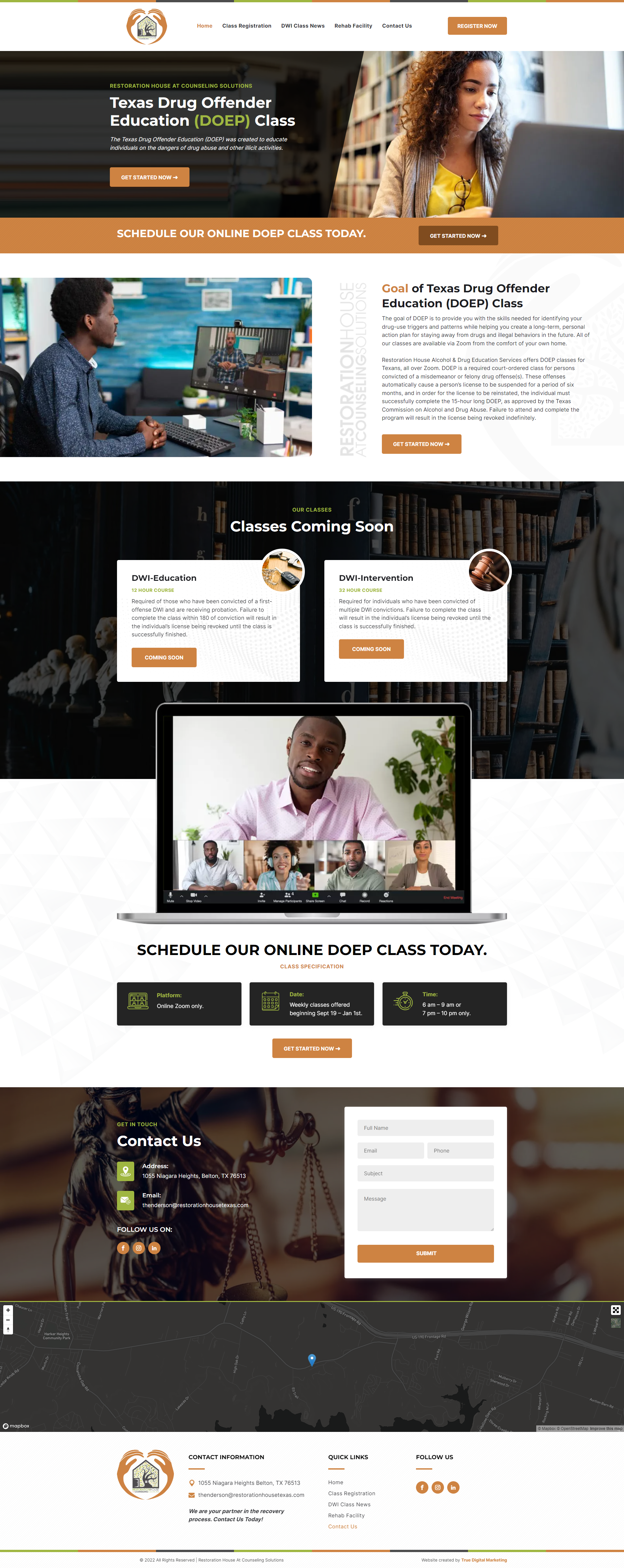 A landing page for a website with a laptop on it.