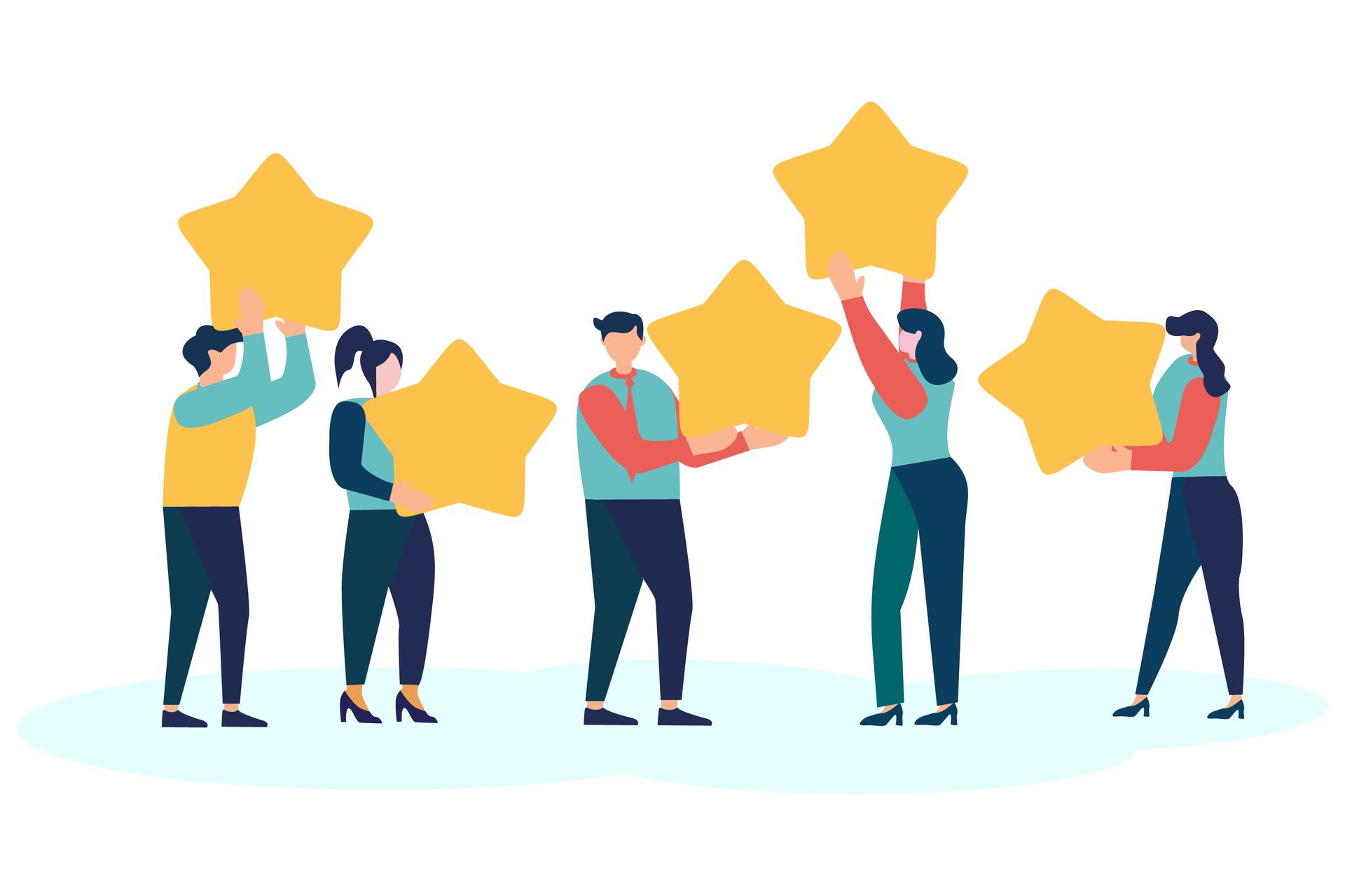 A group of people are holding up stars in their hands.