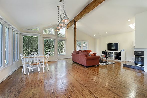 Oak floor refinished in Providence Family room