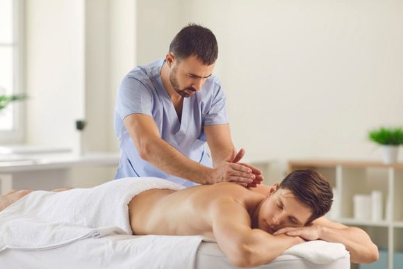 Ayurveda back massage with aromatherapy essential oil