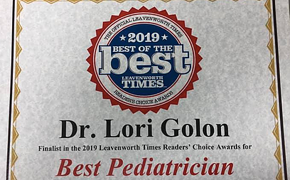 Dr Golon Best Pediatrician Certificate — Leavenworth, KS — Lori Ann Golon M.D., P.A.