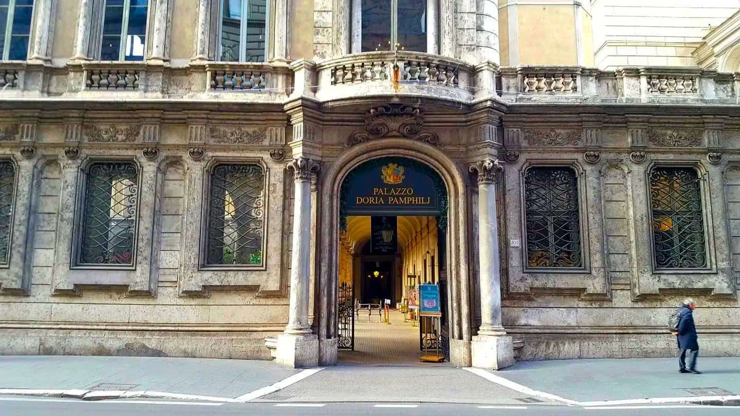Entrance to the Palazzo Doria Pamphilj today. Source: Treasures of Rome
