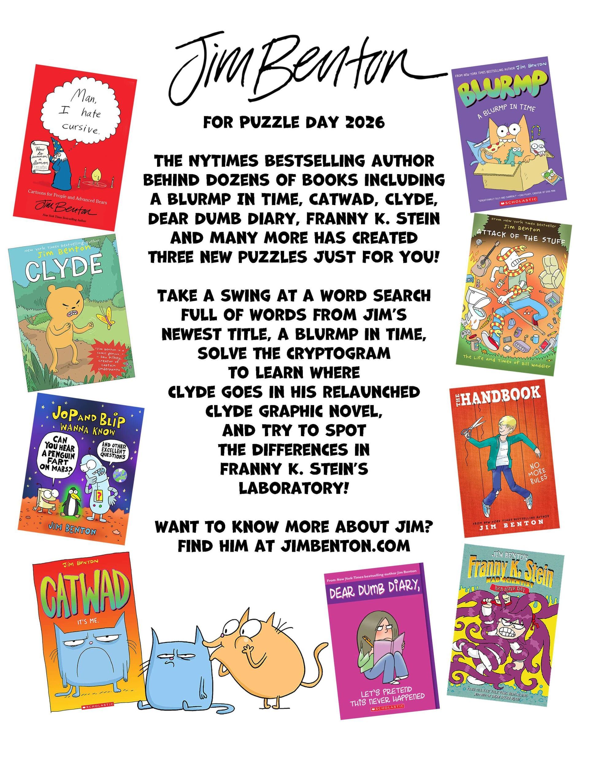 Download Jim Benton's Puzzle Day Activity Sheets