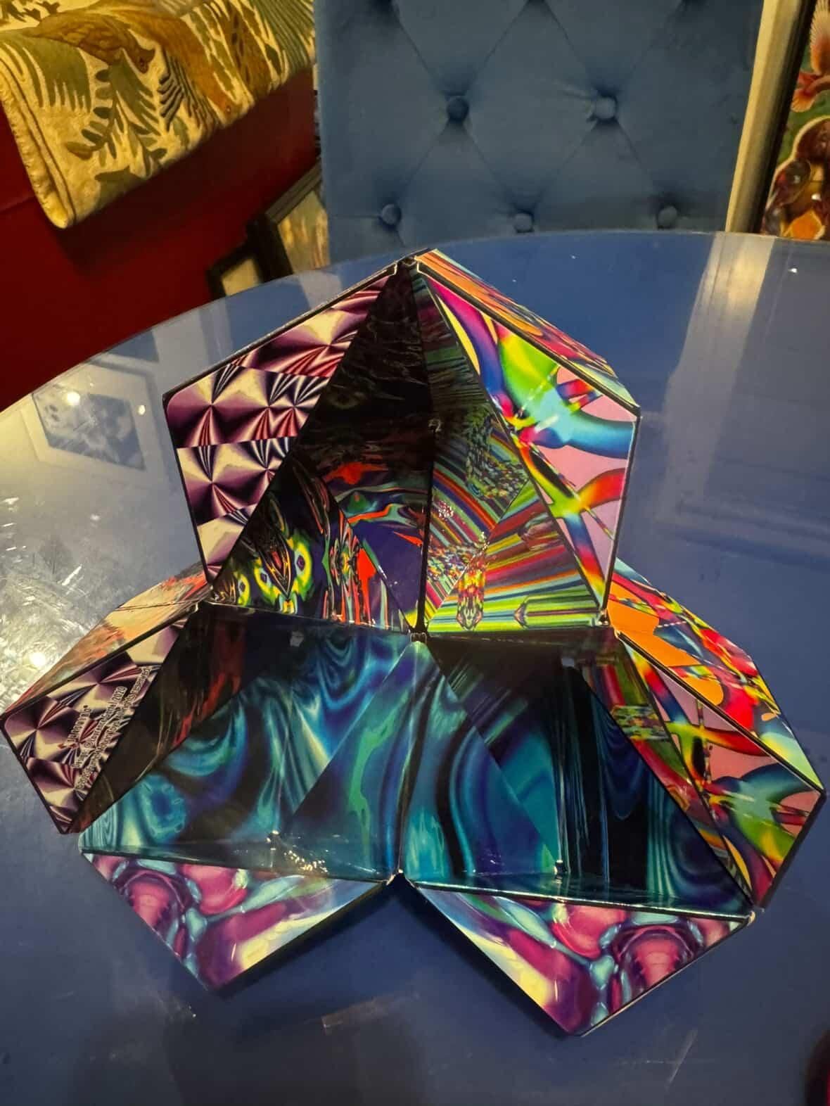 A creation of several Shashibo Magnetic Puzzle Cubes with the artist Laurence Gartel