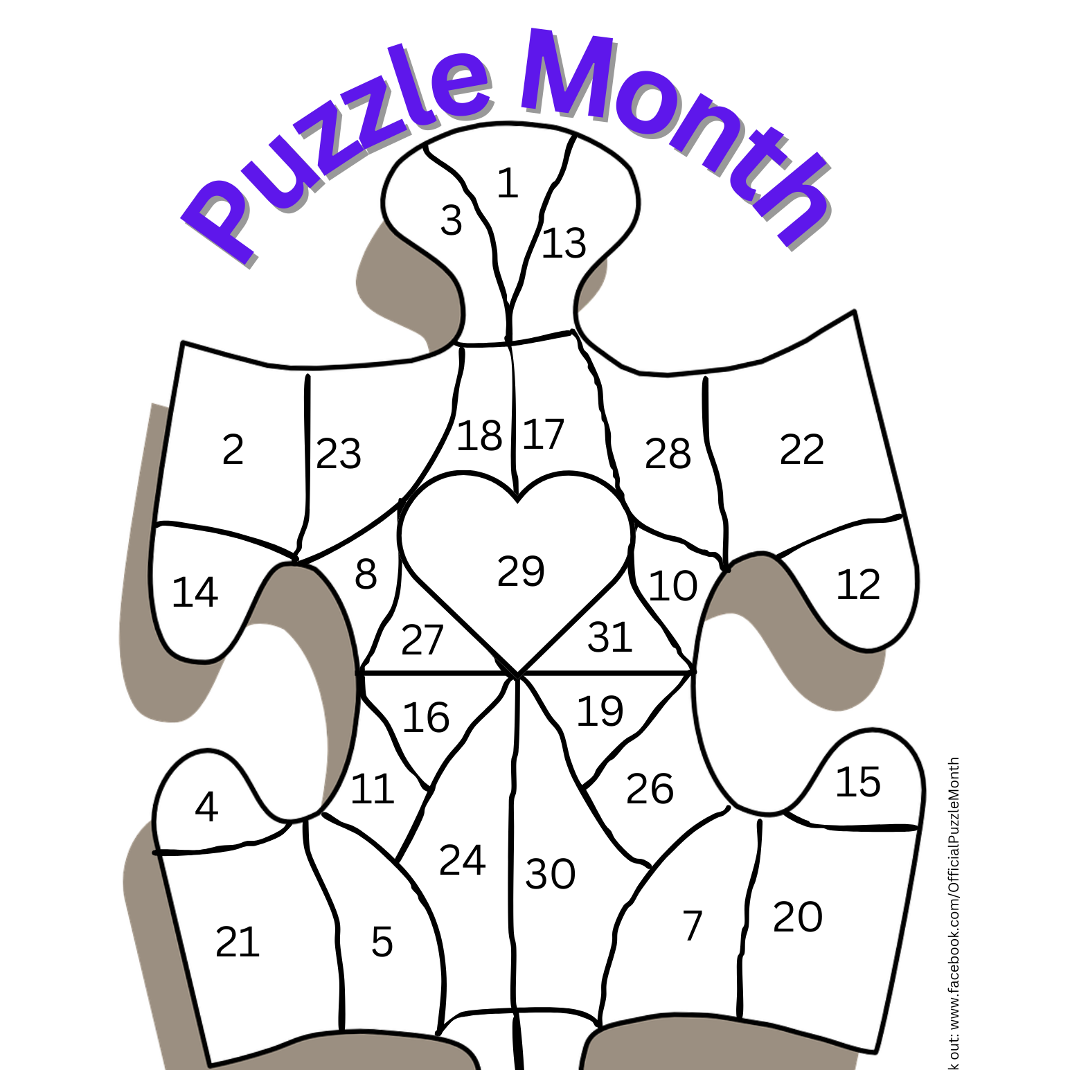 Puzzle Month calendar printable image