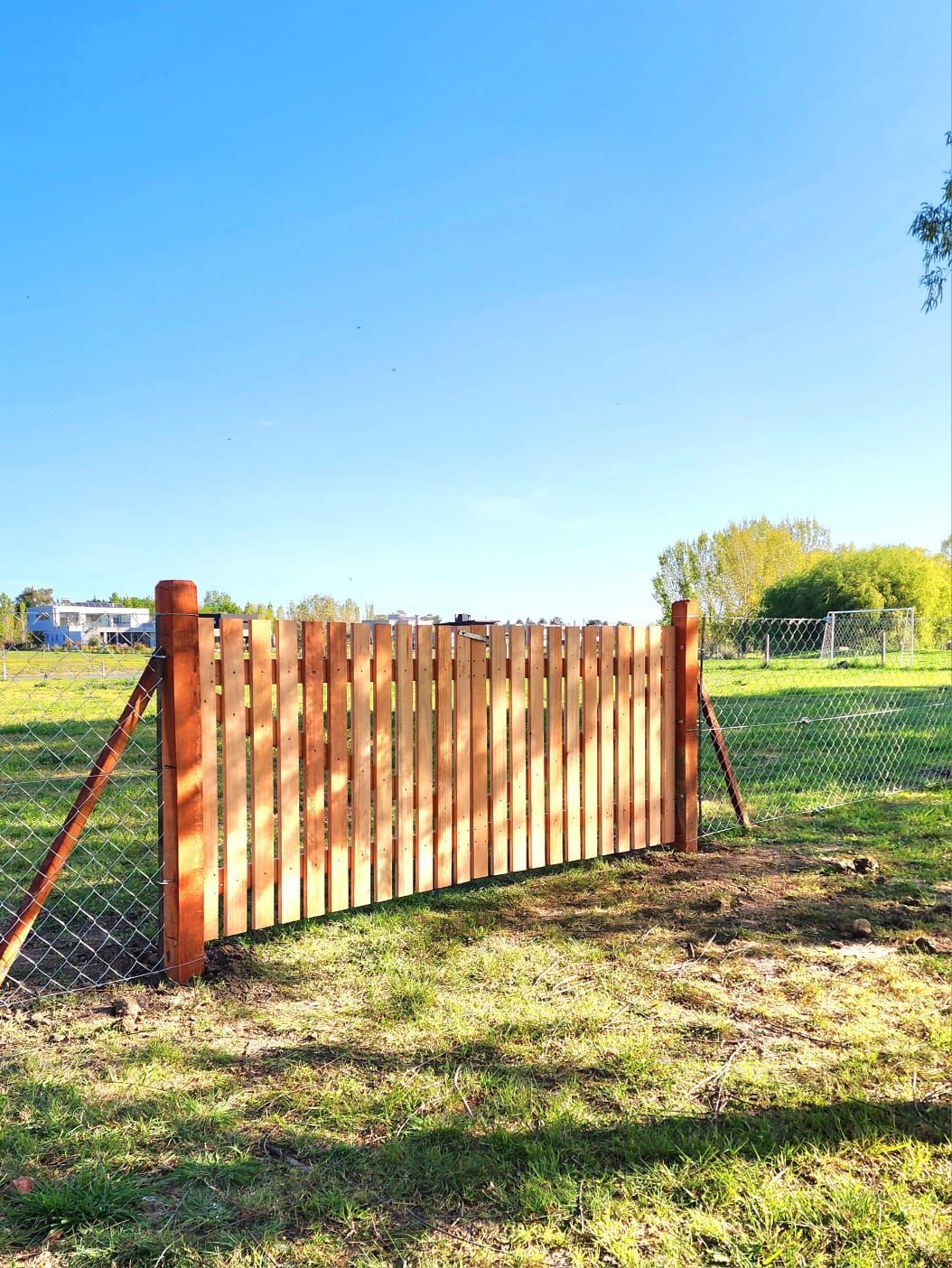Una hilera de líneas eléctricas contra un cielo azul
