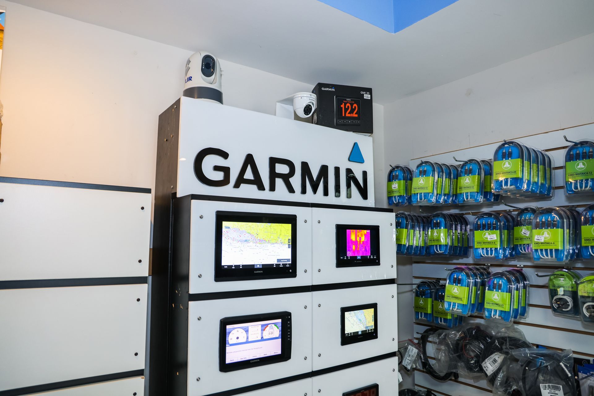 A display of garmin products in a store